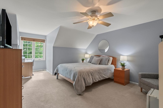 124 Hidden Oaks Dr, Barrington, IL 60010 - bedroom featuring light carpet, a ceiling fan, and vaulted ceiling