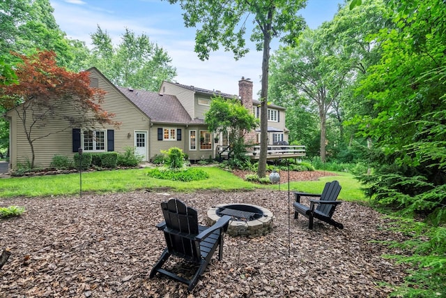 124 Hidden Oaks Dr, Barrington, IL 60010 - view of green lawn with a fire pit and a deck