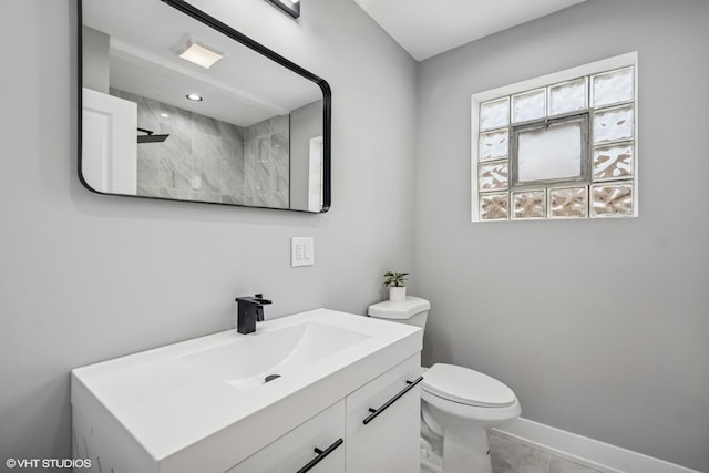 12830 S Carpenter St, Calumet Park, IL 60827 - full bathroom featuring marble finish floors, vanity, and a shower