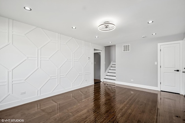 12830 S Carpenter St, Calumet Park, IL 60827 - spare room featuring stairway, recessed lighting, and wood finished floors