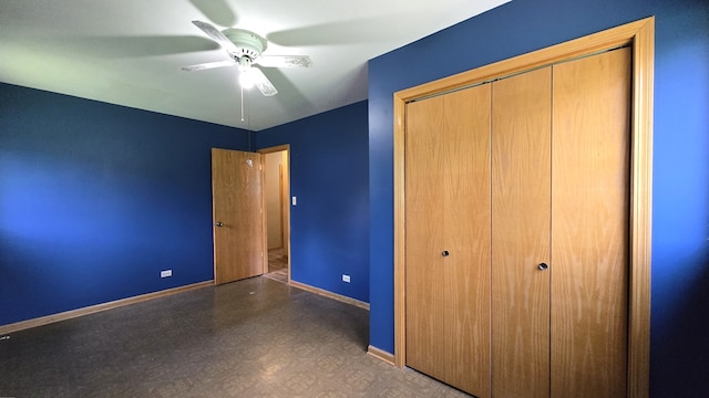 7121 Oak Grove Ave, Justice, IL 60458 - unfurnished bedroom with tile patterned floors, a closet, and ceiling fan