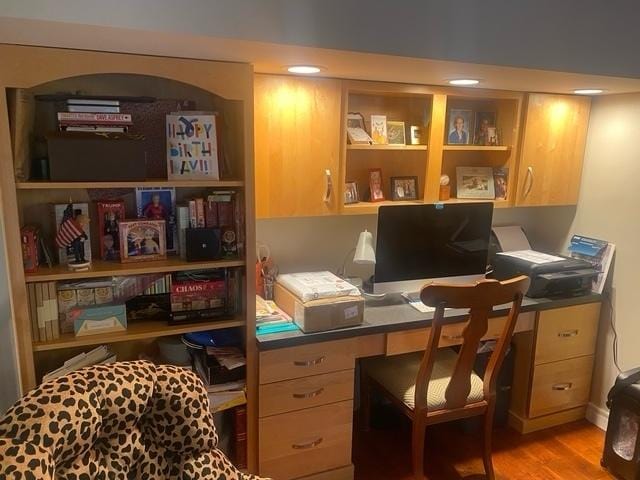 212 N Center St Unit 205, Bloomington, IL 61701 - office area featuring built in study area and wood finished floors