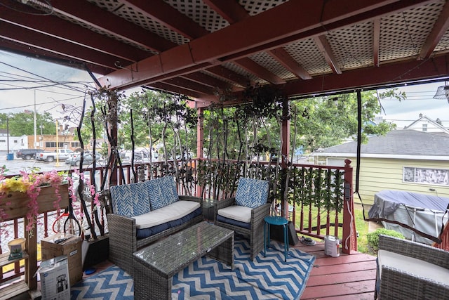 96 Interocean Ave, South Chicago Heights, IL 60411 - wooden deck with outdoor lounge area and area for grilling