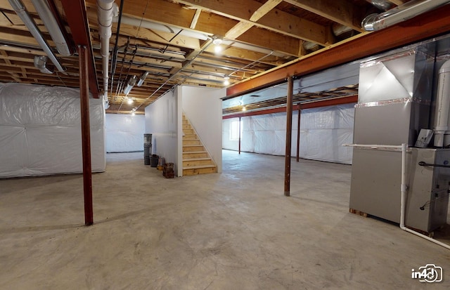 24433 W Bantry Ln, Shorewood, IL 60404 - unfinished below grade area with heating unit and stairway
