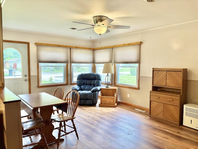 1217 Retz Dr, Ottawa, IL 61350 - dining area featuring healthy amount of natural light, ceiling fan, and wood finished floors