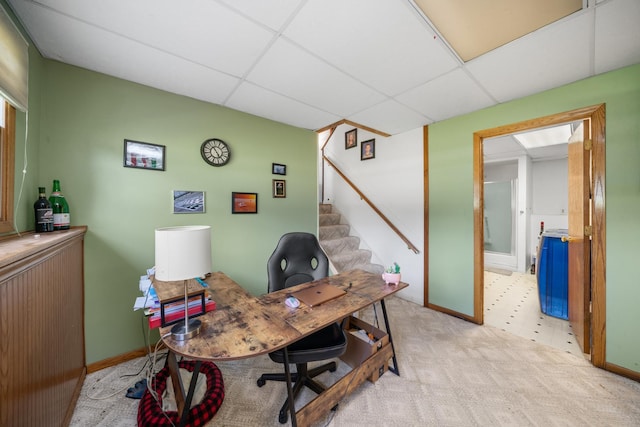 2689 Lynnville Ct, Lindenwood, IL 61049 - carpeted office space featuring a drop ceiling and baseboards