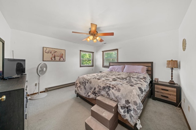 2689 Lynnville Ct, Lindenwood, IL 61049 - bedroom with a baseboard radiator, carpet floors, and ceiling fan