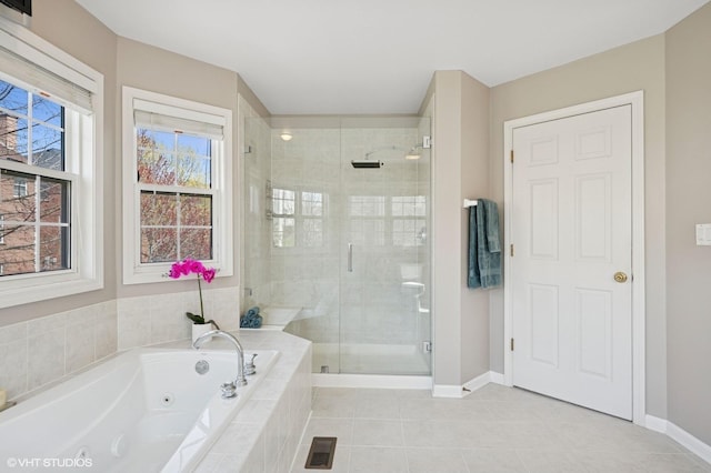484 W Haleys Hill Ct, Palatine, IL 60074 - full bath with a jetted tub, a stall shower, and tile patterned flooring