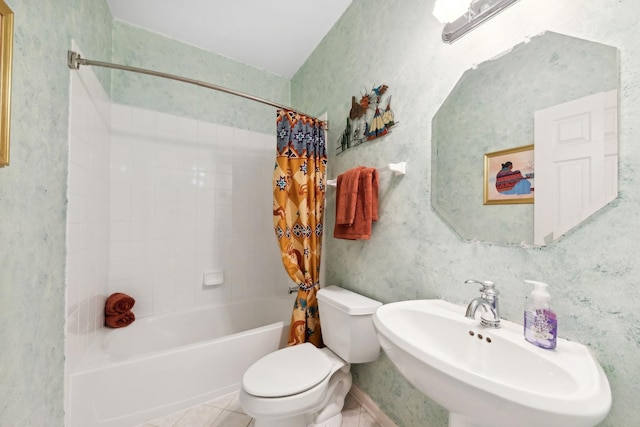 484 W Haleys Hill Ct, Palatine, IL 60074 - full bath featuring shower / tub combo with curtain and tile patterned flooring