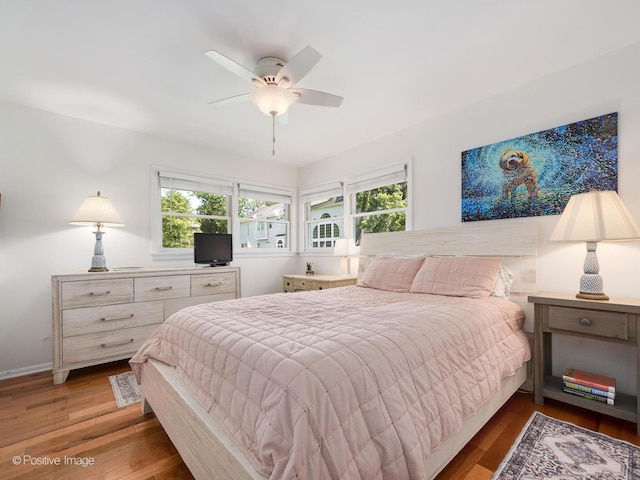 711 Bryant Ave, Barrington, IL 60010 - bedroom featuring wood finished floors, multiple windows, and a ceiling fan