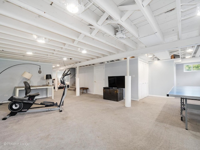 711 Bryant Ave, Barrington, IL 60010 - workout room with carpet flooring and baseboards