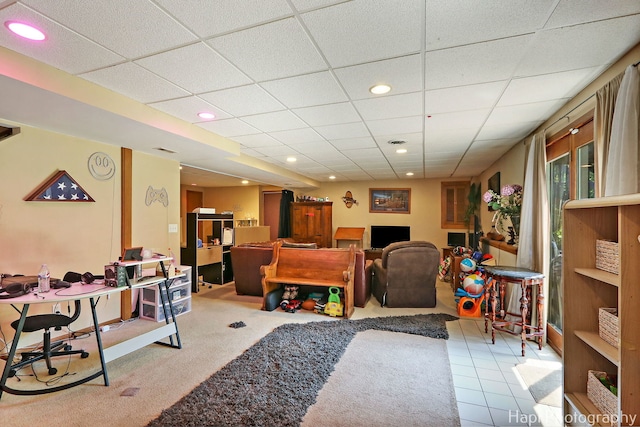 7523 Hickory, Wonder Lake, IL 60097 - living area with recessed lighting and a paneled ceiling