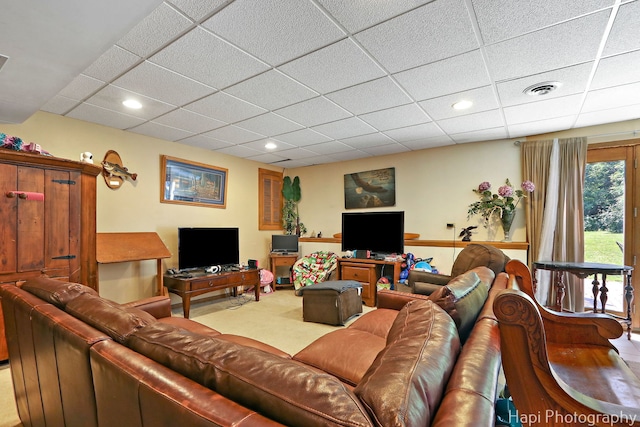 7523 Hickory, Wonder Lake, IL 60097 - living room featuring a drop ceiling and recessed lighting