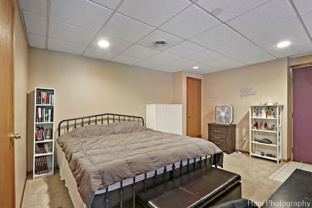7523 Hickory, Wonder Lake, IL 60097 - carpeted bedroom featuring a drop ceiling and recessed lighting