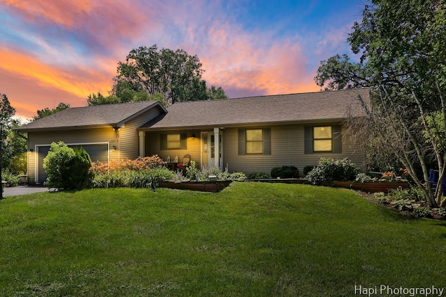 7523 Hickory, Wonder Lake, IL 60097 - ranch-style house featuring an attached garage and a yard