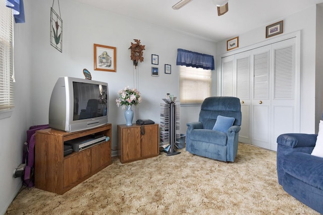 57 Brantwood Ave, Elk Grove Village, IL 60007 - sitting room featuring carpet floors and ceiling fan