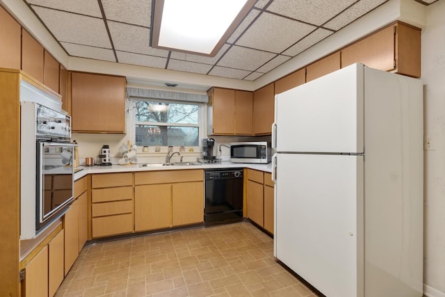 57 Brantwood Ave, Elk Grove Village, IL 60007 - kitchen with freestanding refrigerator, dishwasher, stainless steel microwave, oven, and light countertops