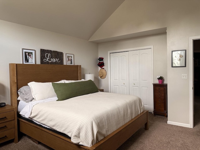 6 Kimberly Dr, Spring Valley, IL 61362 - bedroom with carpet floors, a closet, and high vaulted ceiling
