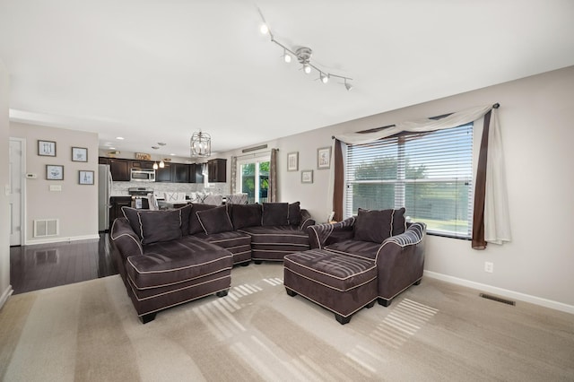 1680 Rockport Rd, Hampshire, IL 60140 - living room with rail lighting and light wood-style flooring