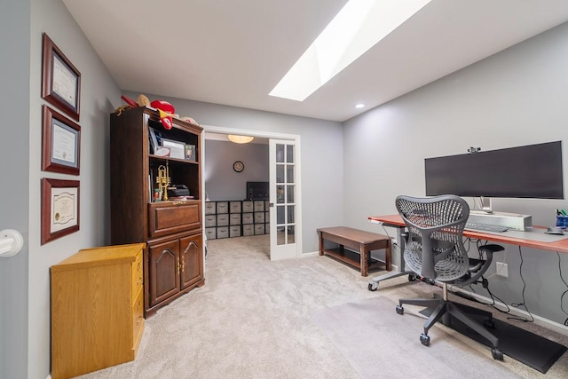 2001 Jeffrey Ln, Elgin, IL 60123 - office space featuring french doors, a skylight, and light carpet