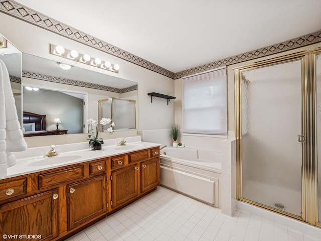 627 Williams Way, Vernon Hills, IL 60061 - bathroom with a stall shower, a garden tub, double vanity, and tile patterned floors