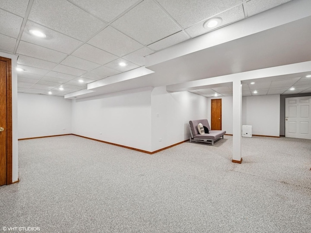 627 Williams Way, Vernon Hills, IL 60061 - finished below grade area featuring a drop ceiling, carpet, and recessed lighting
