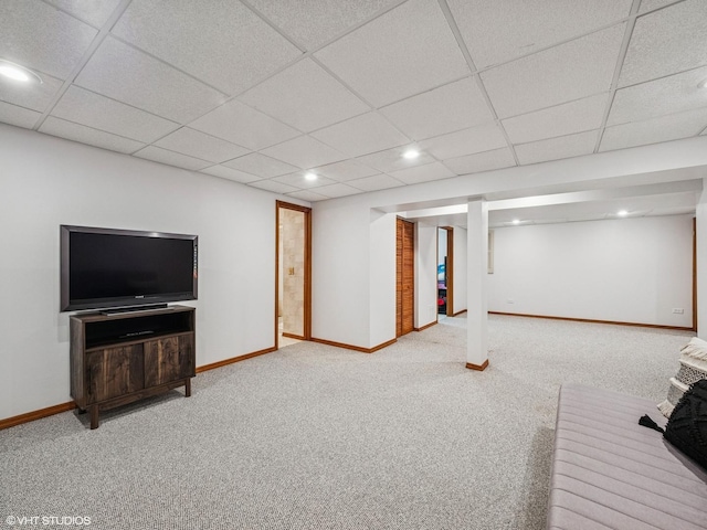 627 Williams Way, Vernon Hills, IL 60061 - unfurnished living room featuring carpet flooring, a paneled ceiling, and recessed lighting