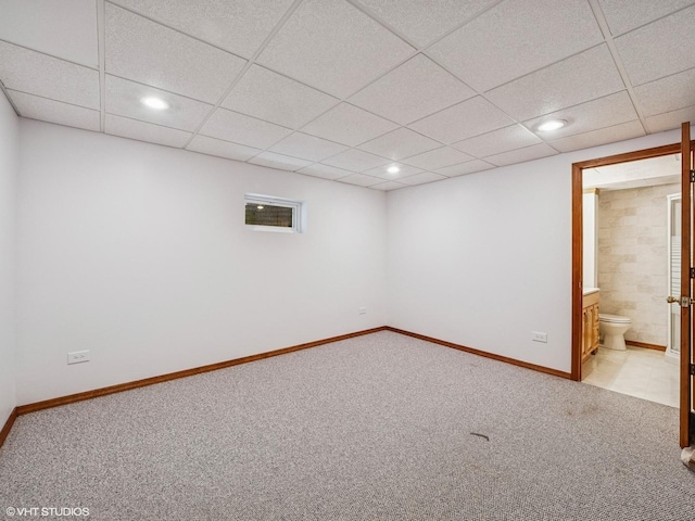 627 Williams Way, Vernon Hills, IL 60061 - finished basement featuring light colored carpet, recessed lighting, and a paneled ceiling