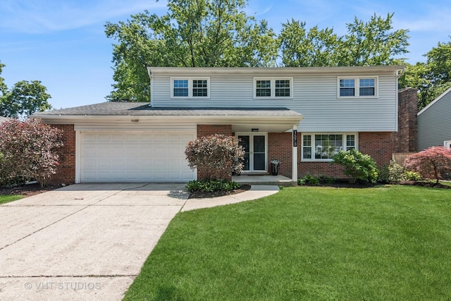 1575 Burning Trl, Wheaton, IL 60189 - traditional-style house featuring brick siding, driveway, a front yard, and a garage