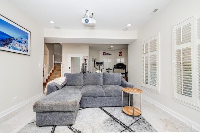 909 W Village Ct, Chicago, IL 60608 - living area featuring stairway and recessed lighting