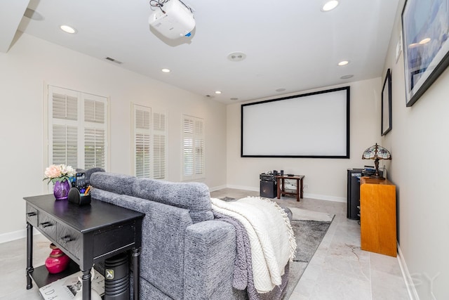 909 W Village Ct, Chicago, IL 60608 - cinema room with recessed lighting and light marble finish floors