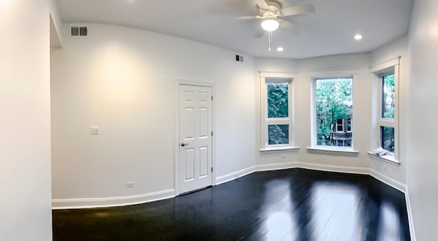 2641 W Thomas St, Chicago, IL 60622 - unfurnished room with dark wood finished floors, a ceiling fan, and recessed lighting