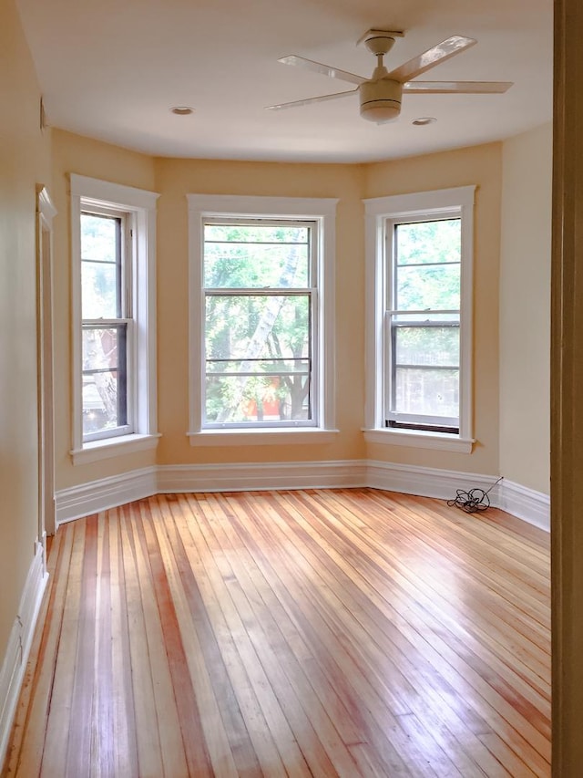 2641 W Thomas St, Chicago, IL 60622 - unfurnished room with light wood finished floors, healthy amount of natural light, and a ceiling fan