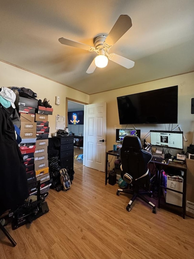 3712 W 121st St, Alsip, IL 60803 - office area with wood finished floors and ceiling fan