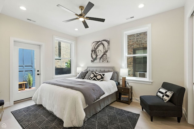 4525 N Artesian Ave, Chicago, IL 60625 - bedroom with recessed lighting, a ceiling fan, and access to exterior