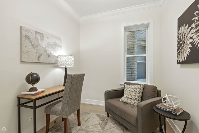 4525 N Artesian Ave, Chicago, IL 60625 - home office featuring ornamental molding and light wood finished floors