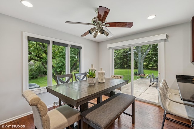 10 N Highview Cir, Hawthorn Woods, IL 60047 - dining space with plenty of natural light, ceiling fan, wood finished floors, and recessed lighting