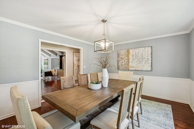 10 N Highview Cir, Hawthorn Woods, IL 60047 - dining space featuring a chandelier, wood finished floors, and ornamental molding