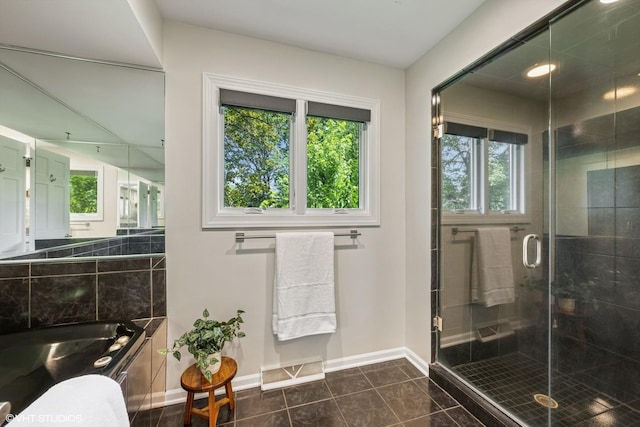 10 N Highview Cir, Hawthorn Woods, IL 60047 - full bathroom featuring plenty of natural light, a shower stall, tile patterned flooring, and a bath