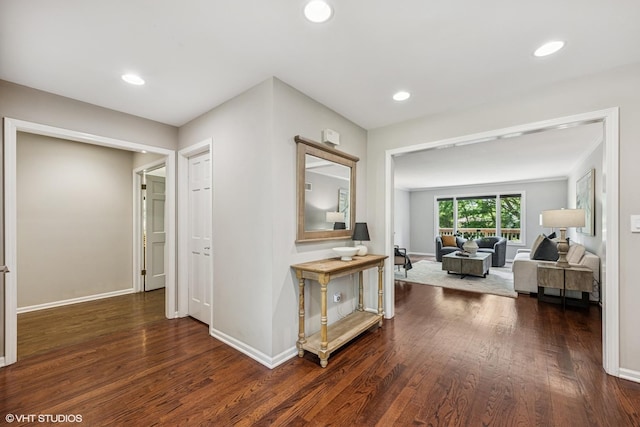 10 N Highview Cir, Hawthorn Woods, IL 60047 - hallway with dark wood-style flooring and recessed lighting