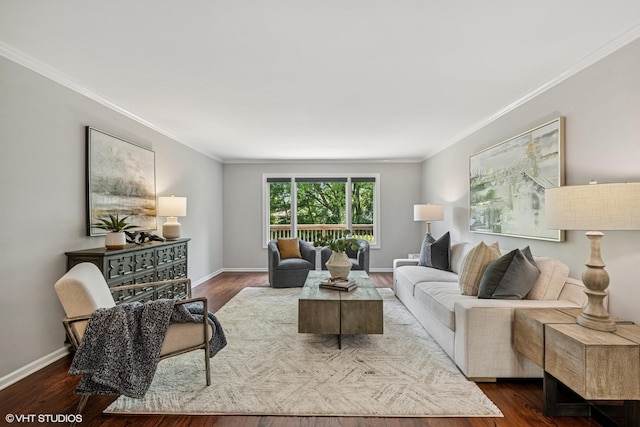 10 N Highview Cir, Hawthorn Woods, IL 60047 - living room with ornamental molding and dark wood finished floors