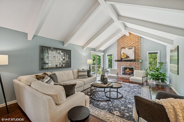 10 N Highview Cir, Hawthorn Woods, IL 60047 - living area with wood finished floors, plenty of natural light, and a brick fireplace