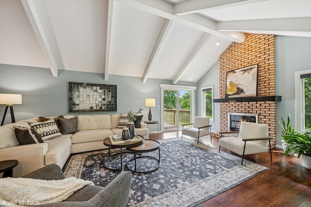 10 N Highview Cir, Hawthorn Woods, IL 60047 - living room featuring a fireplace, wood finished floors, and plenty of natural light