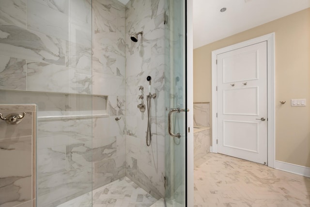 118 E Erie St Unit 21C, Chicago, IL 60611 - full bathroom featuring a marble finish shower