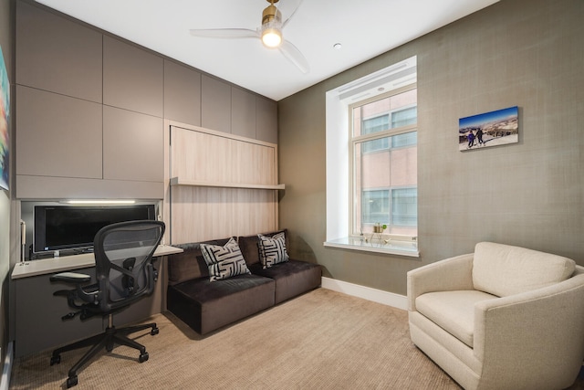 118 E Erie St Unit 21C, Chicago, IL 60611 - office featuring light carpet and a ceiling fan