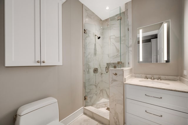 118 E Erie St Unit 21C, Chicago, IL 60611 - full bath with a marble finish shower, vanity, and marble finish floors