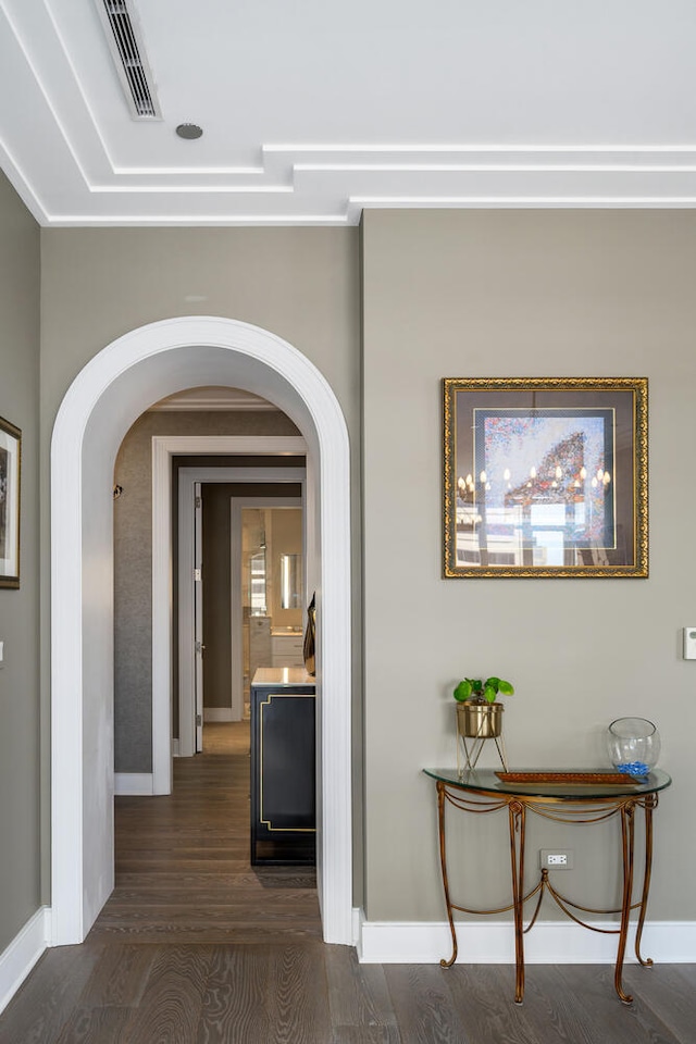 118 E Erie St Unit 21C, Chicago, IL 60611 - hallway with arched walkways and wood finished floors