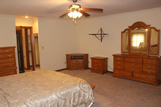 28 Manorhill Dr, Clinton, IL 61727 - bedroom with ornamental molding, light colored carpet, and a ceiling fan