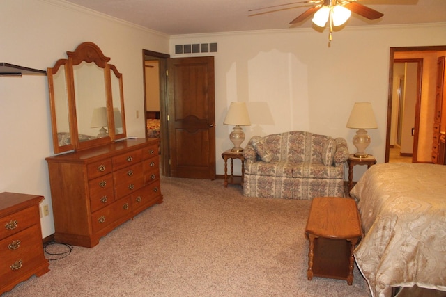 28 Manorhill Dr, Clinton, IL 61727 - bedroom with ornamental molding, carpet, and a ceiling fan