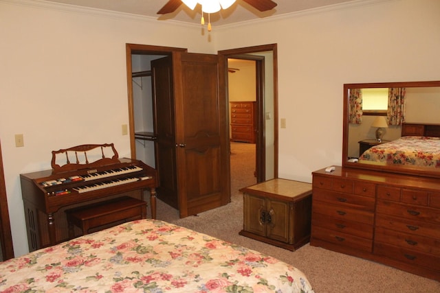 28 Manorhill Dr, Clinton, IL 61727 - bedroom with carpet flooring, ornamental molding, and a ceiling fan